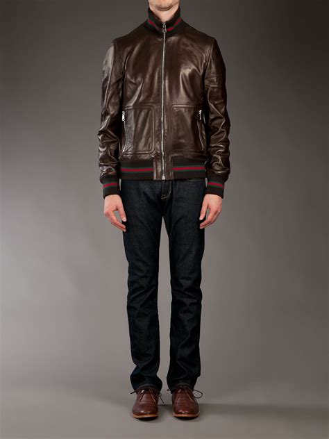 brown gucci leather jacket|gucci leather jacket price.